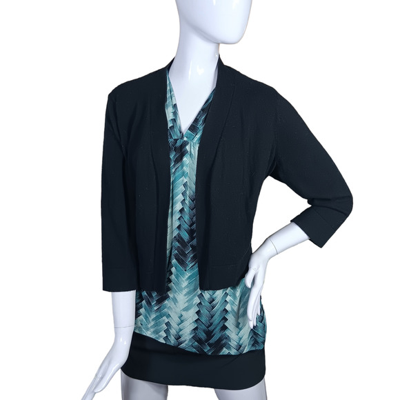 Premise Studio Cardigan Lace Like Back 3/4 Sleeve Size 1X Black - Picture 2 of 10